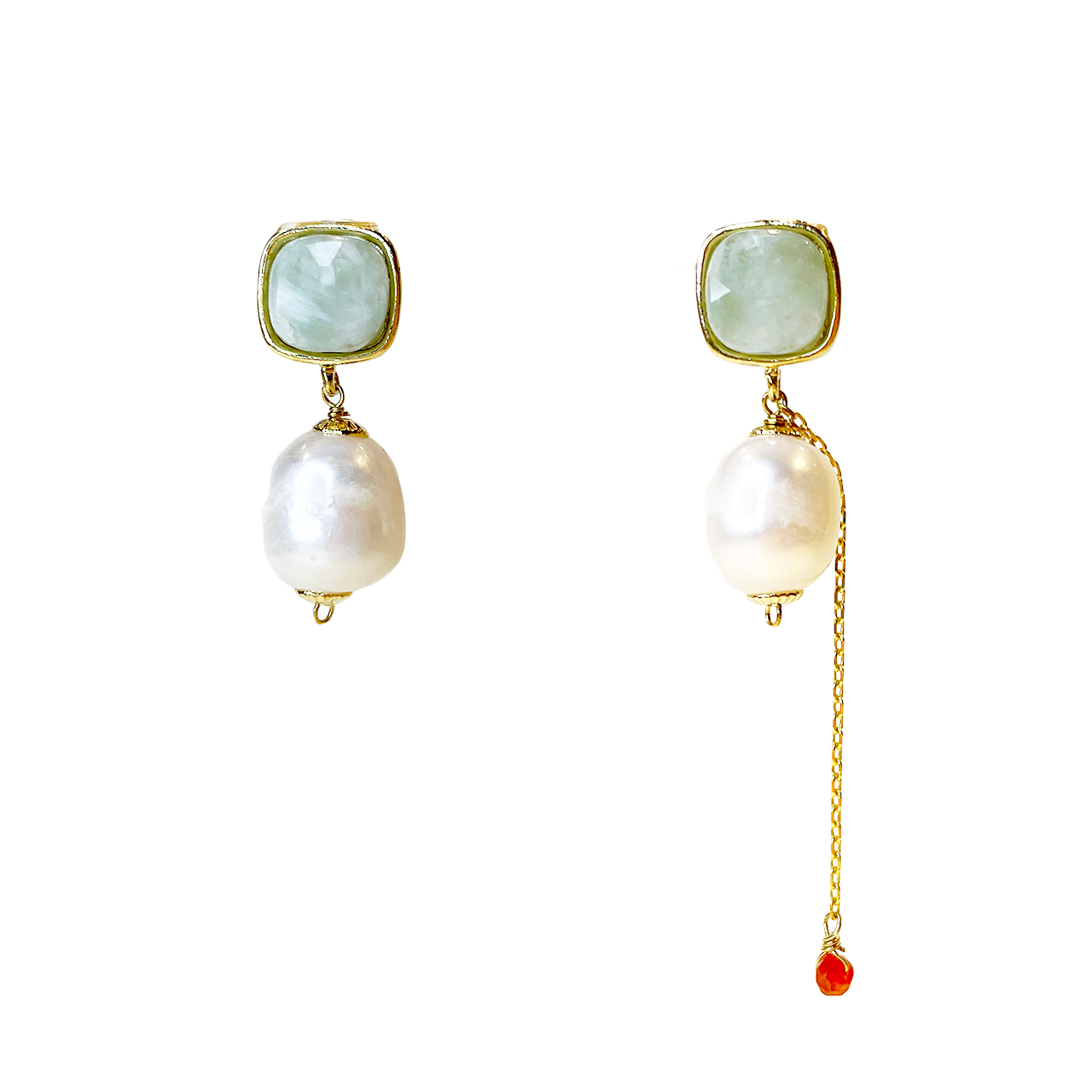 Pearl Drop Earrings With Gemstone