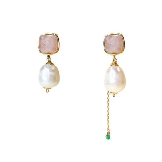 Pearl Drop Earrings With Gemstone