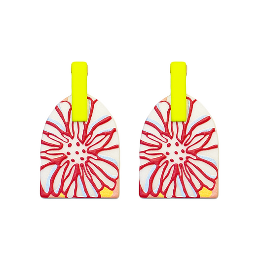 Abstract Flower Drawing Pattern Earrings