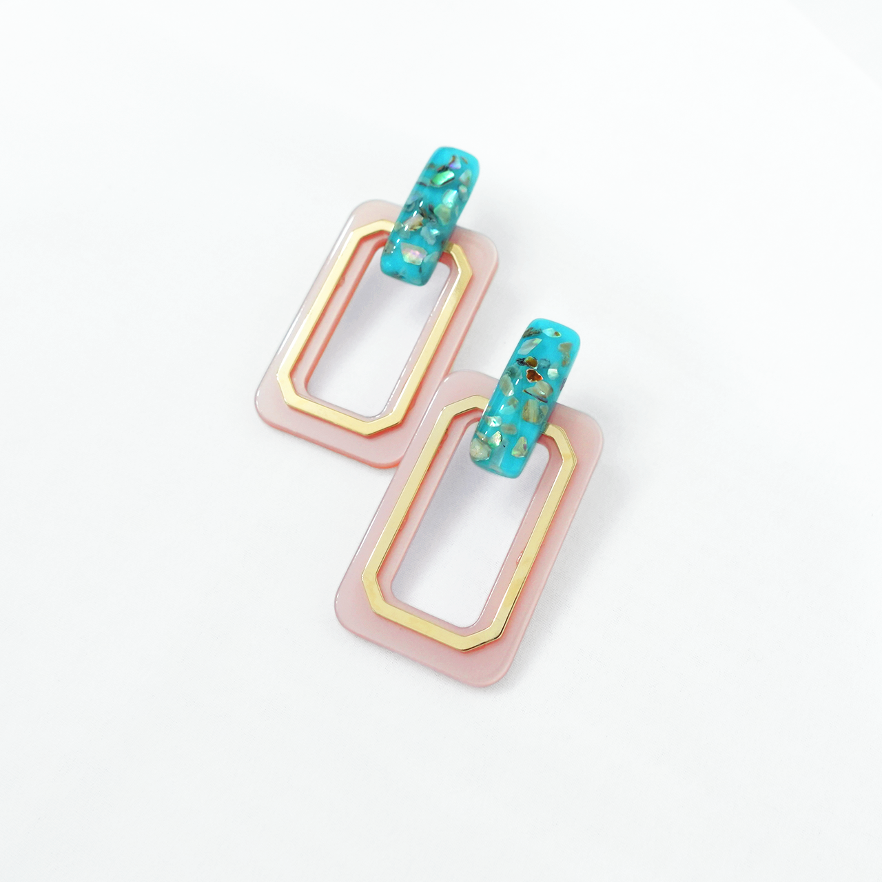 Aqua Glow Rectangles Earrings