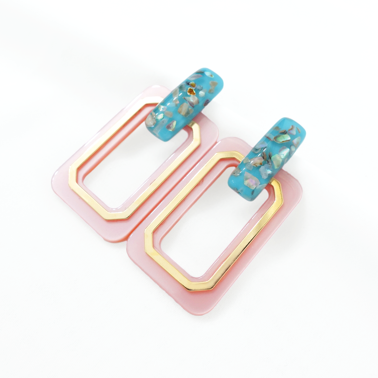 Aqua Glow Rectangles Earrings