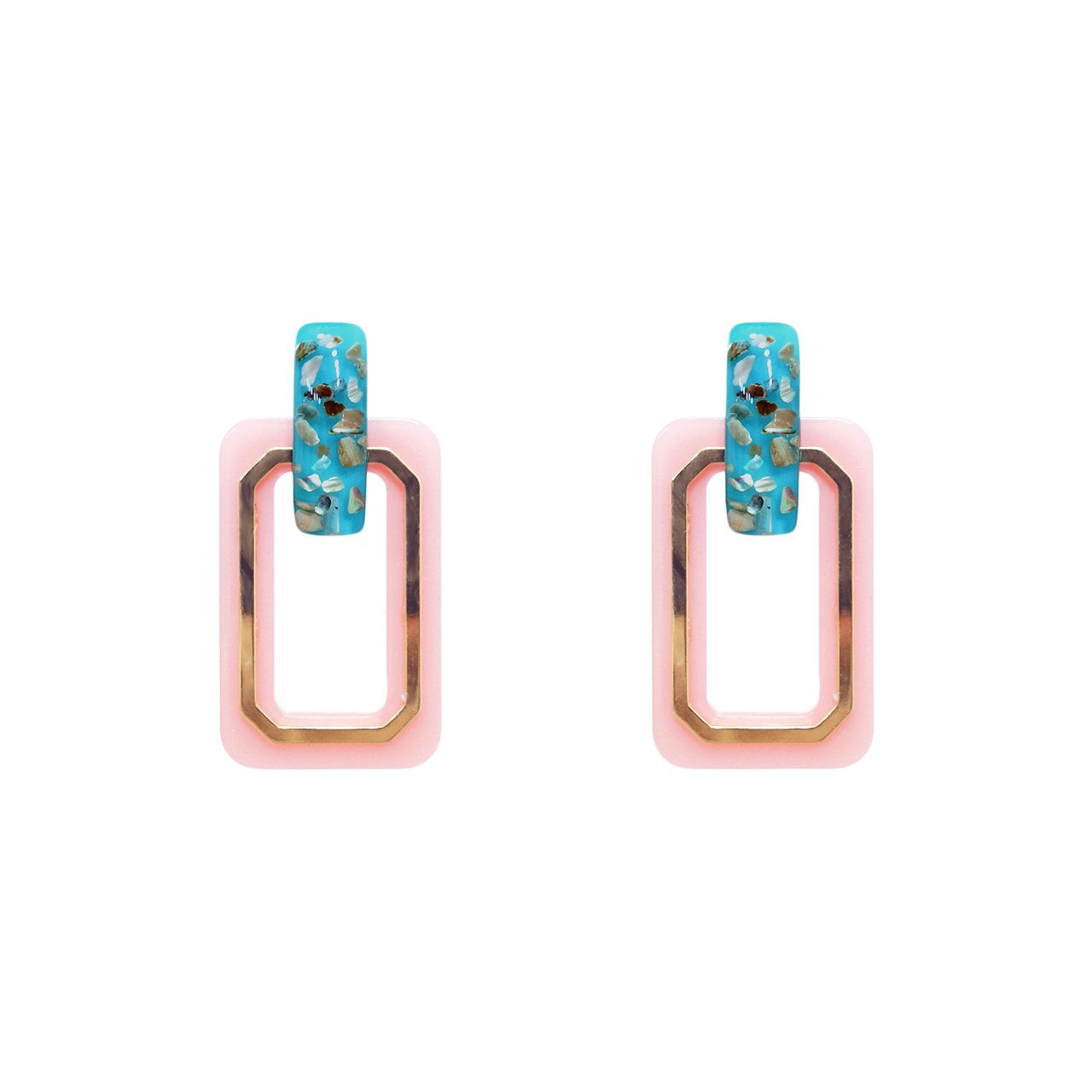 Aqua Glow Rectangles Earrings