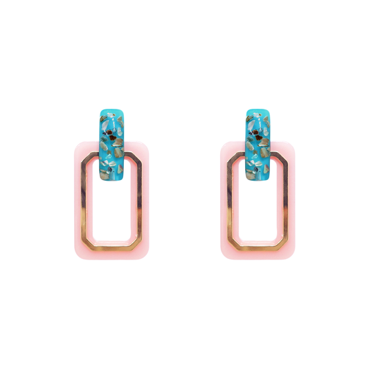 Aqua Glow Rectangles Earrings