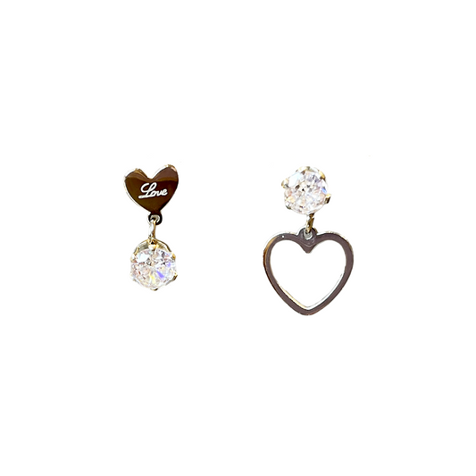 Asymmetrical Cubic Heart Earrings