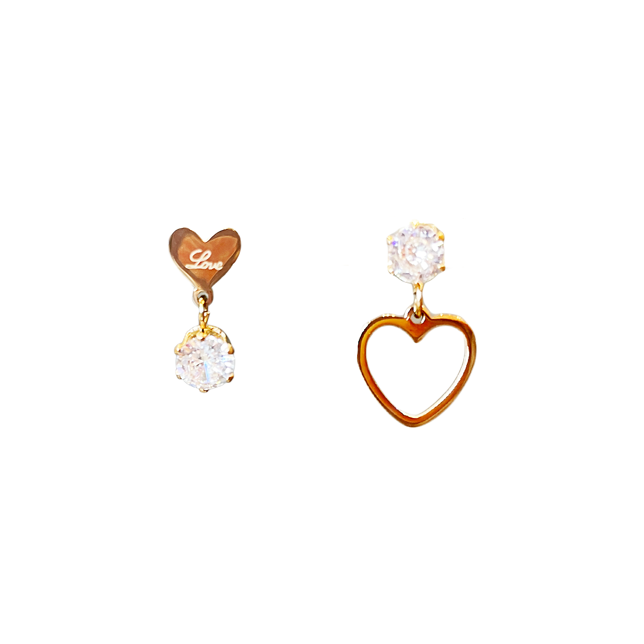 Asymmetrical Cubic Heart Earrings