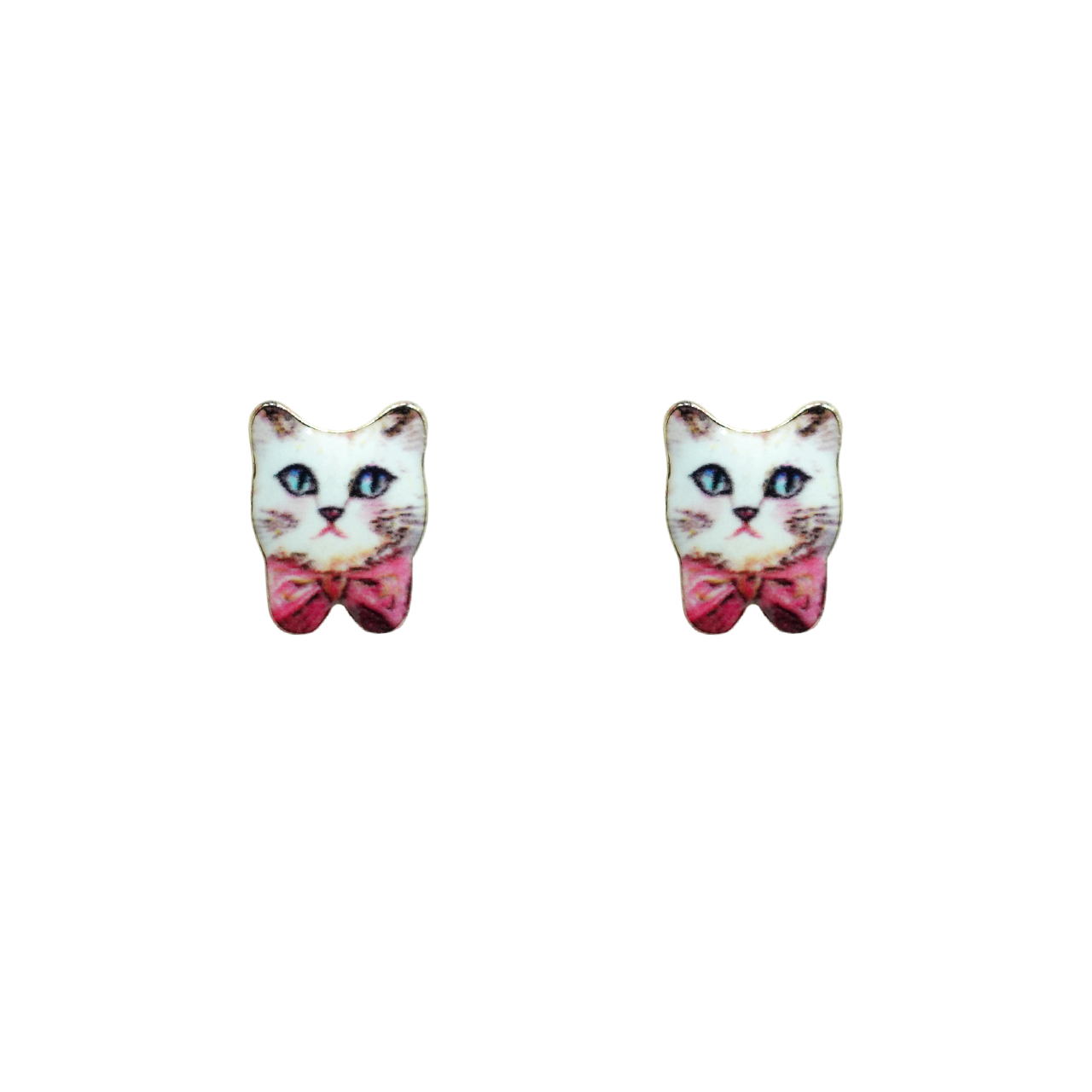 Charming Kitty Ribbon Studs