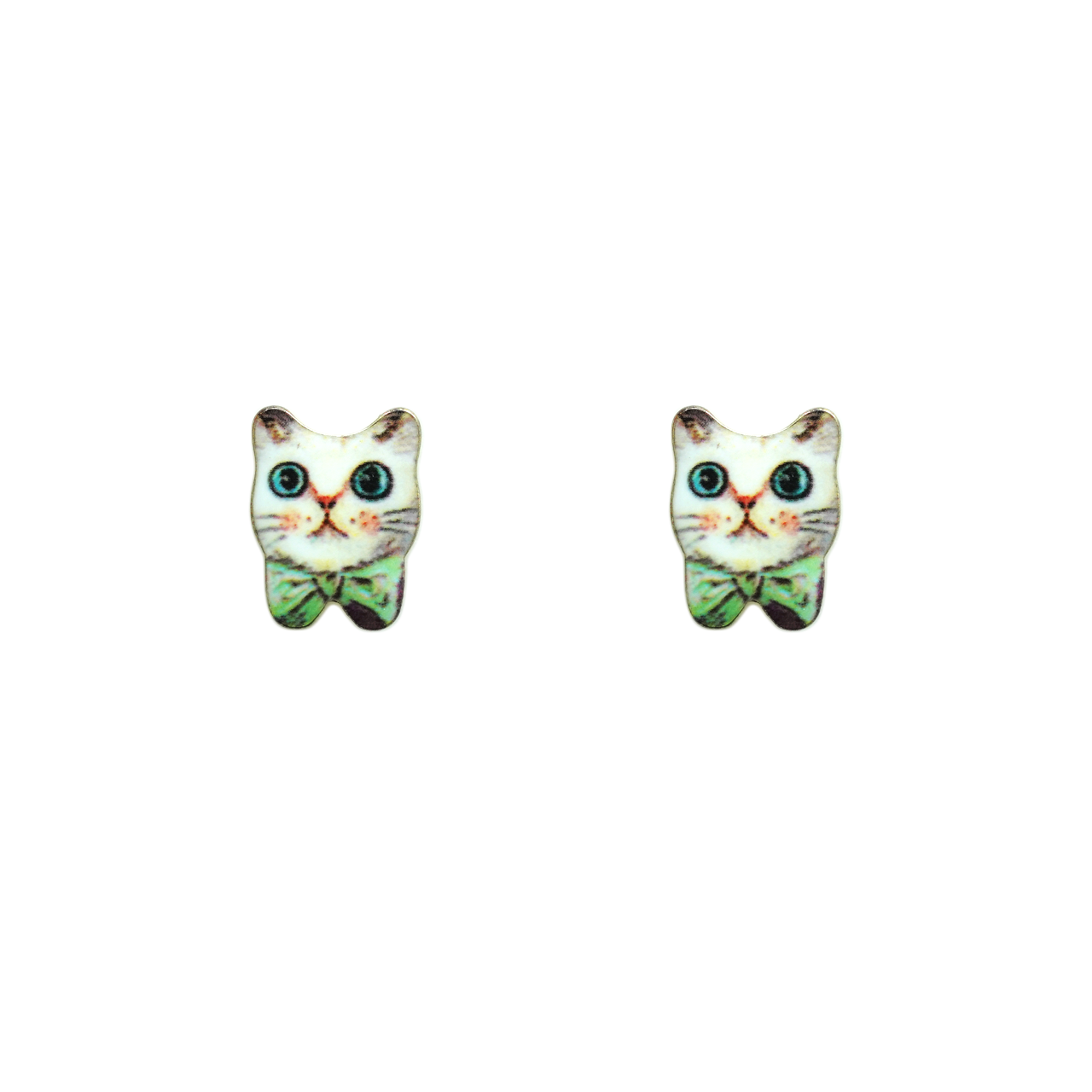 Charming Kitty Ribbon Studs