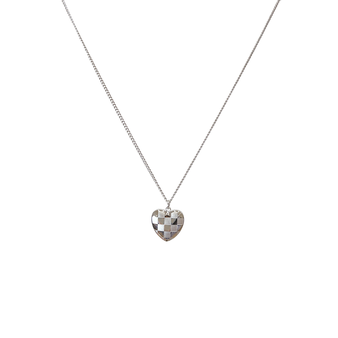 Checkered Heart Pendant Necklace