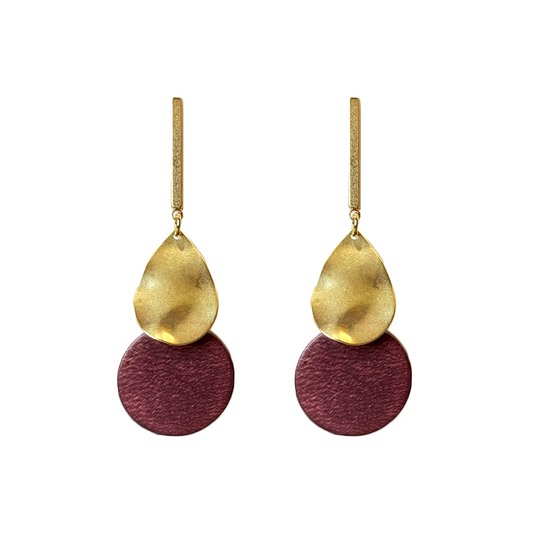 Circular Wooden Accent Earrings