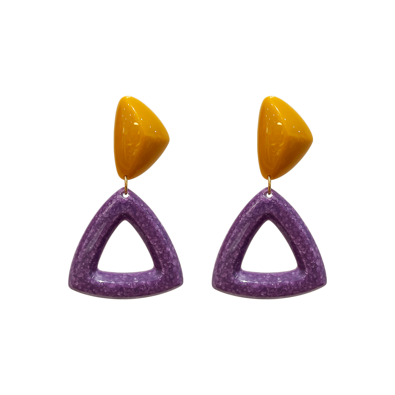 Contrasting Unique Textures and Patterns Triangular Earrings