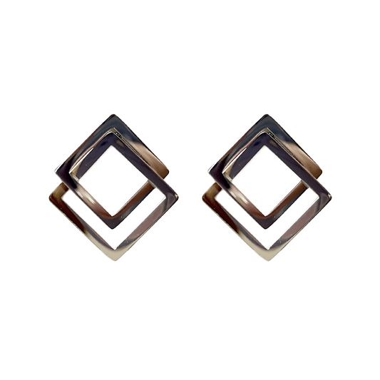 Double diamond stainless steel earrings