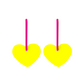 Fluorescent Colour Heart Dangle Earrings