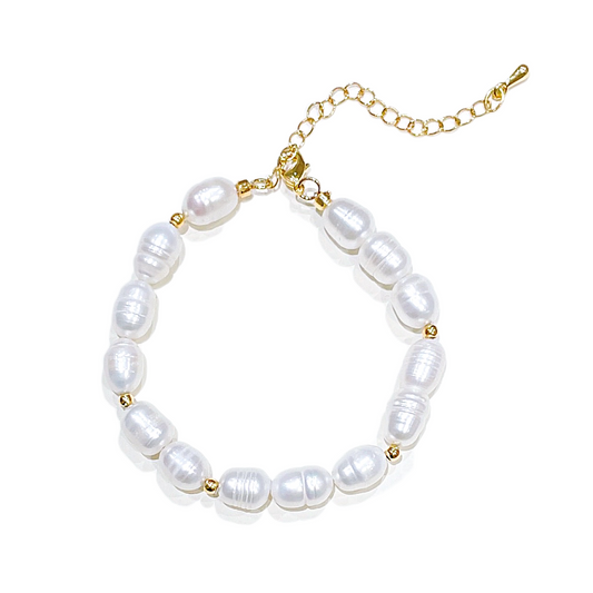 Freshwater Pearls with Gold Nuggets Bracelet