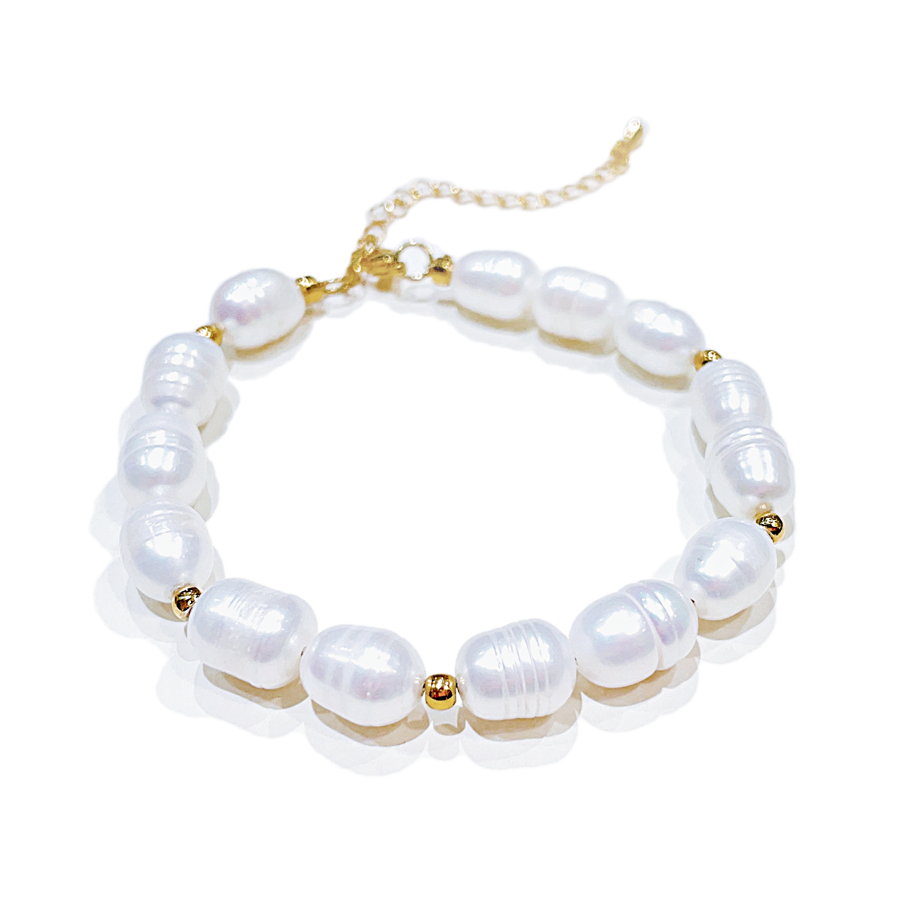 Freshwater Pearls with Gold Nuggets Bracelet