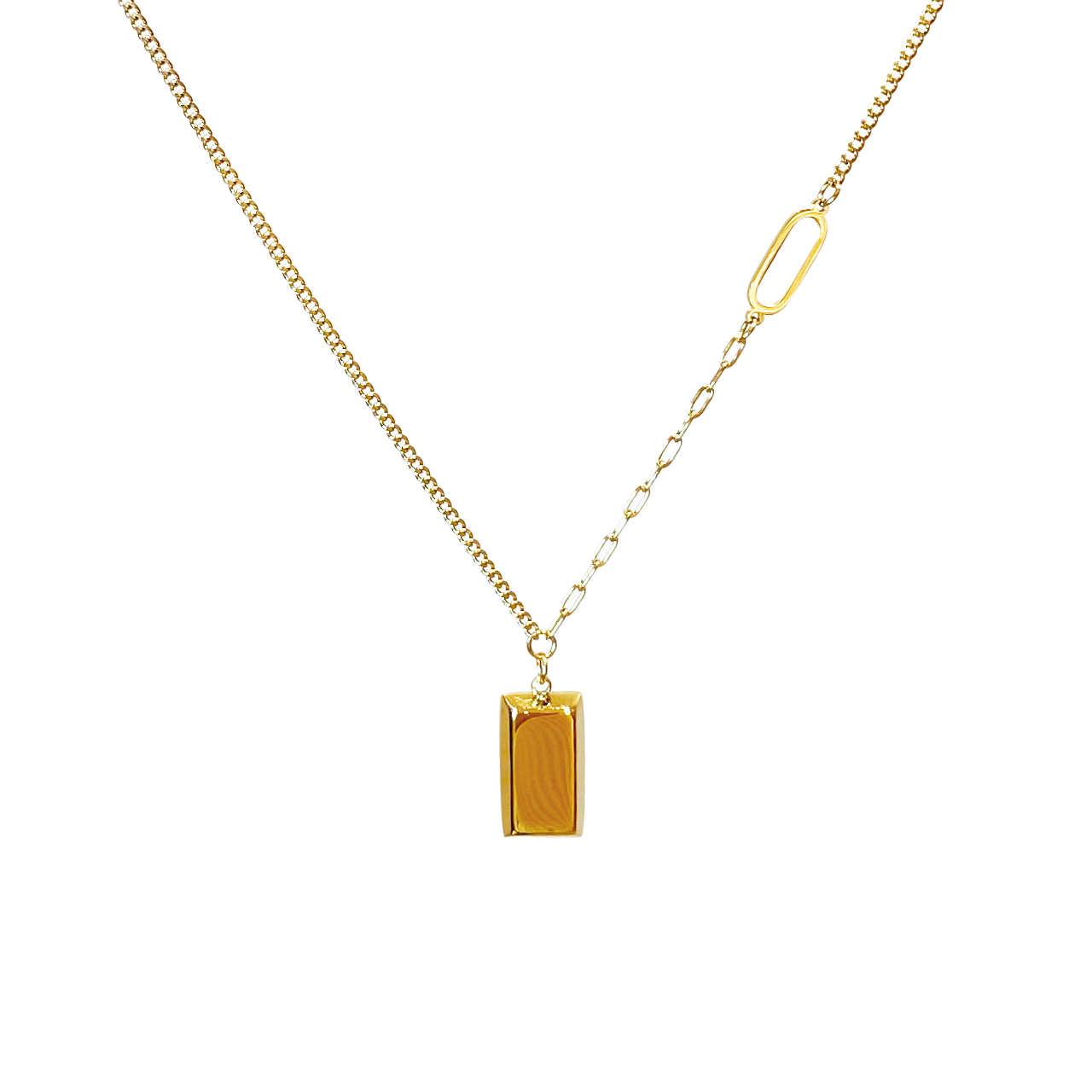 Golden Ingot Pendant Necklace