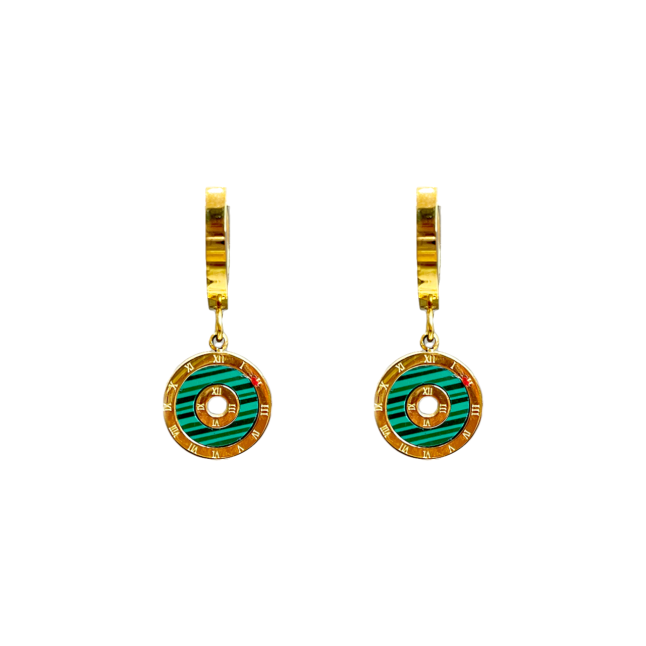 Green Dial Hoop Earrings