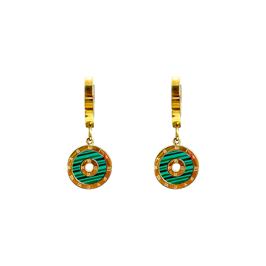 Green Dial Hoop Earrings