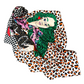 Green Hair Woman Graphics Printed Square Scarf