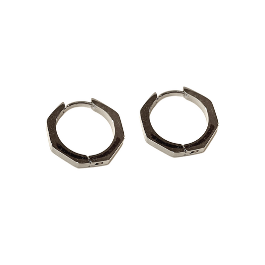 Hexagon Stainless-steel Huggie Hoop Earrings