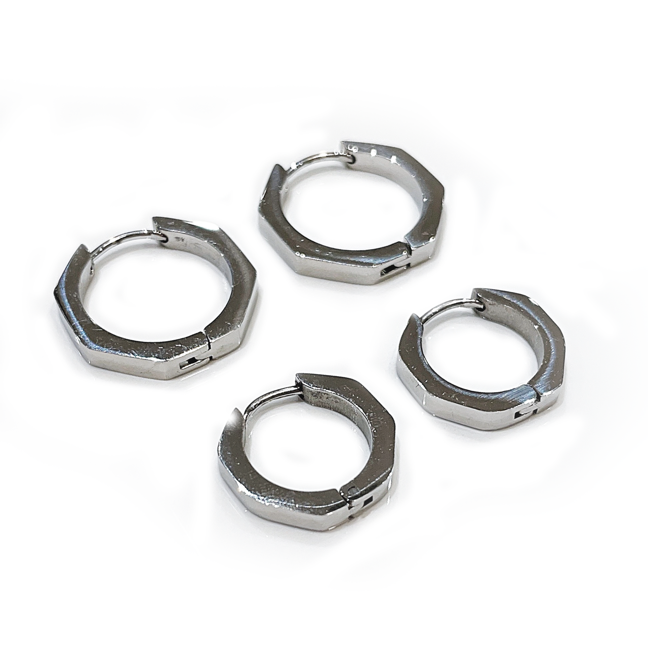 Hexagon Stainless-steel Huggie Hoop Earrings