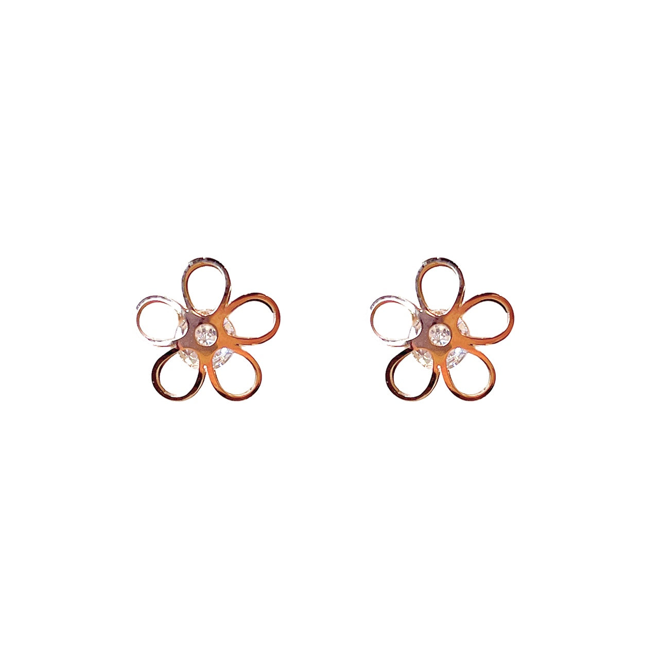 Cubic Zirconia Floral Outline Earrings