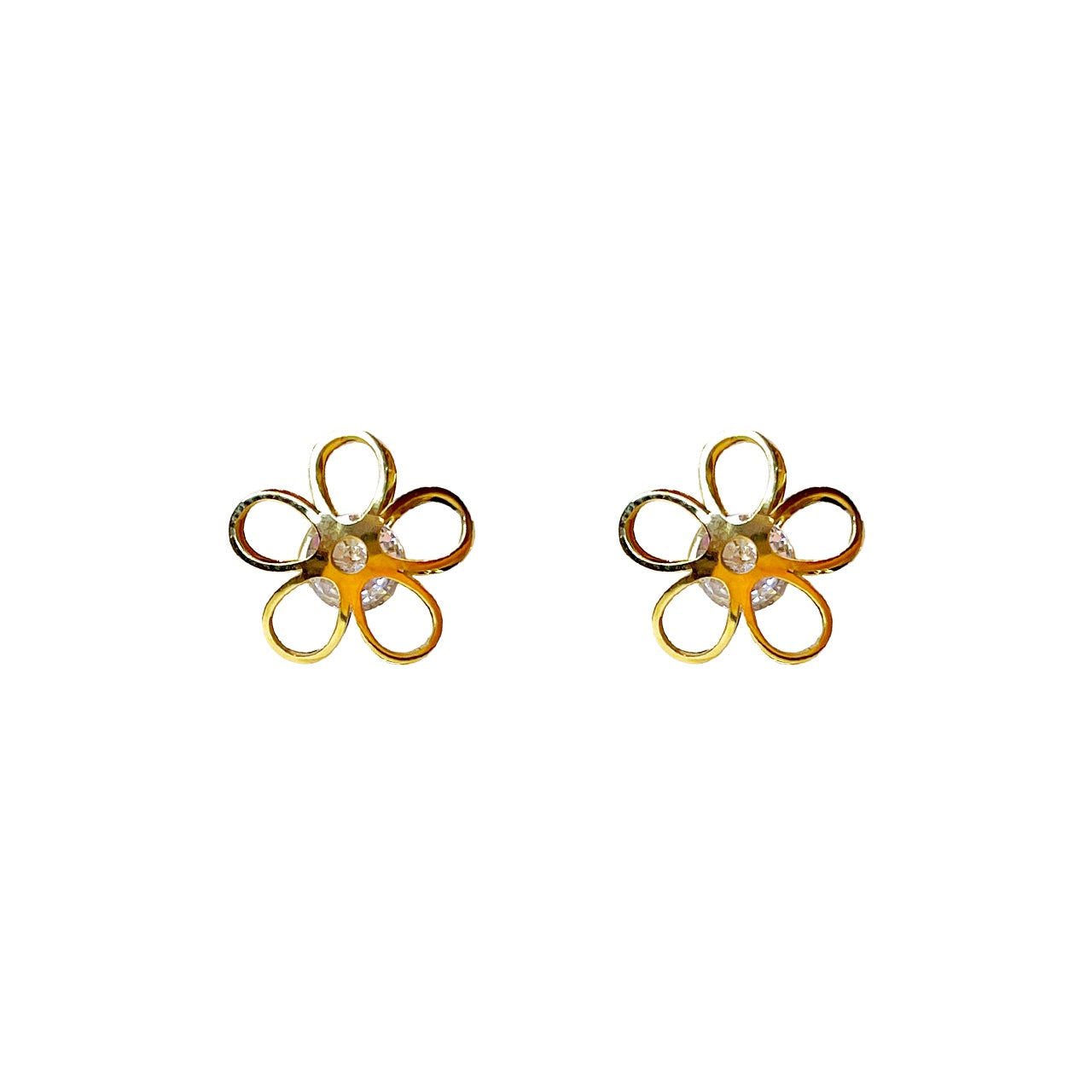 Cubic Zirconia Floral Outline Earrings