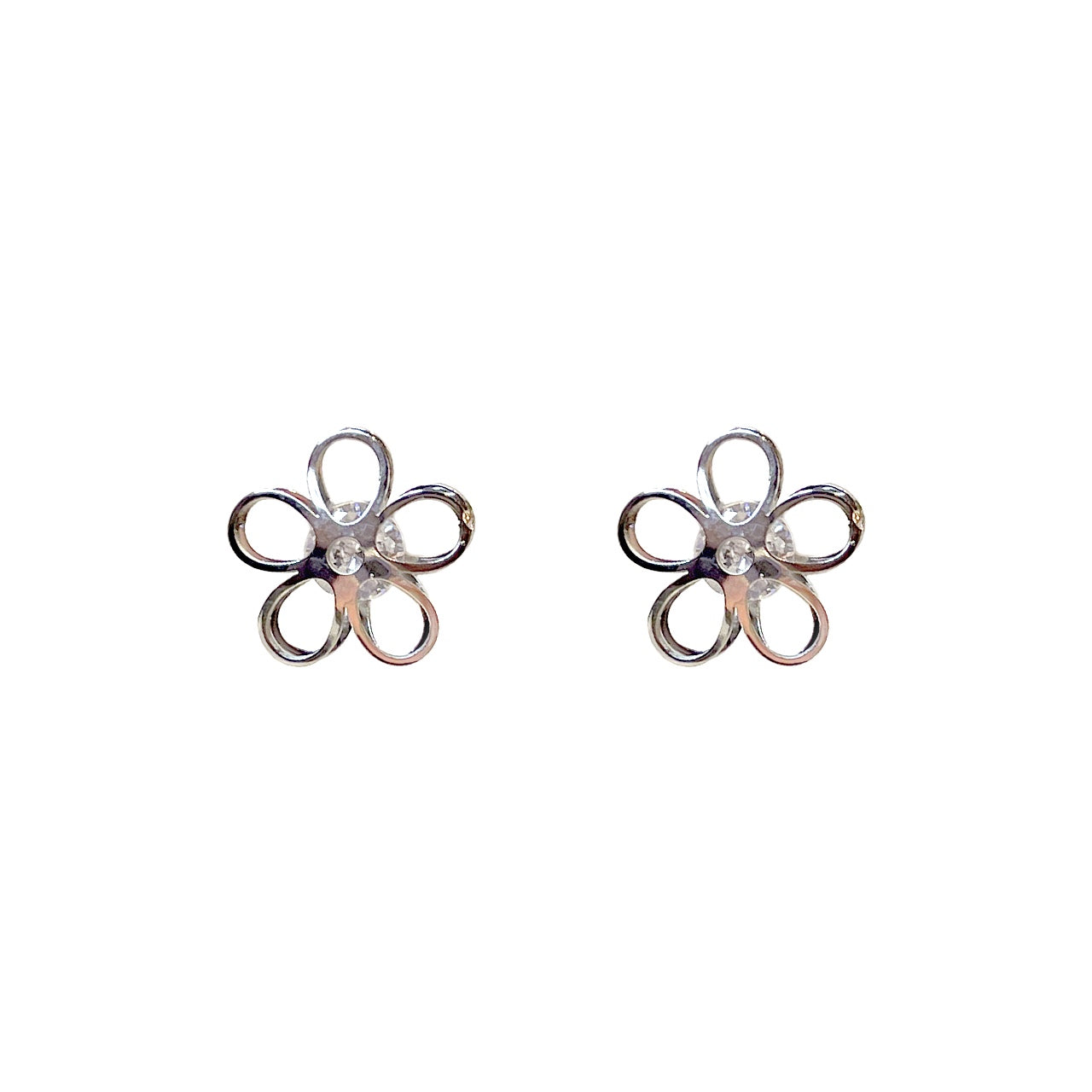 Cubic Zirconia Floral Outline Earrings