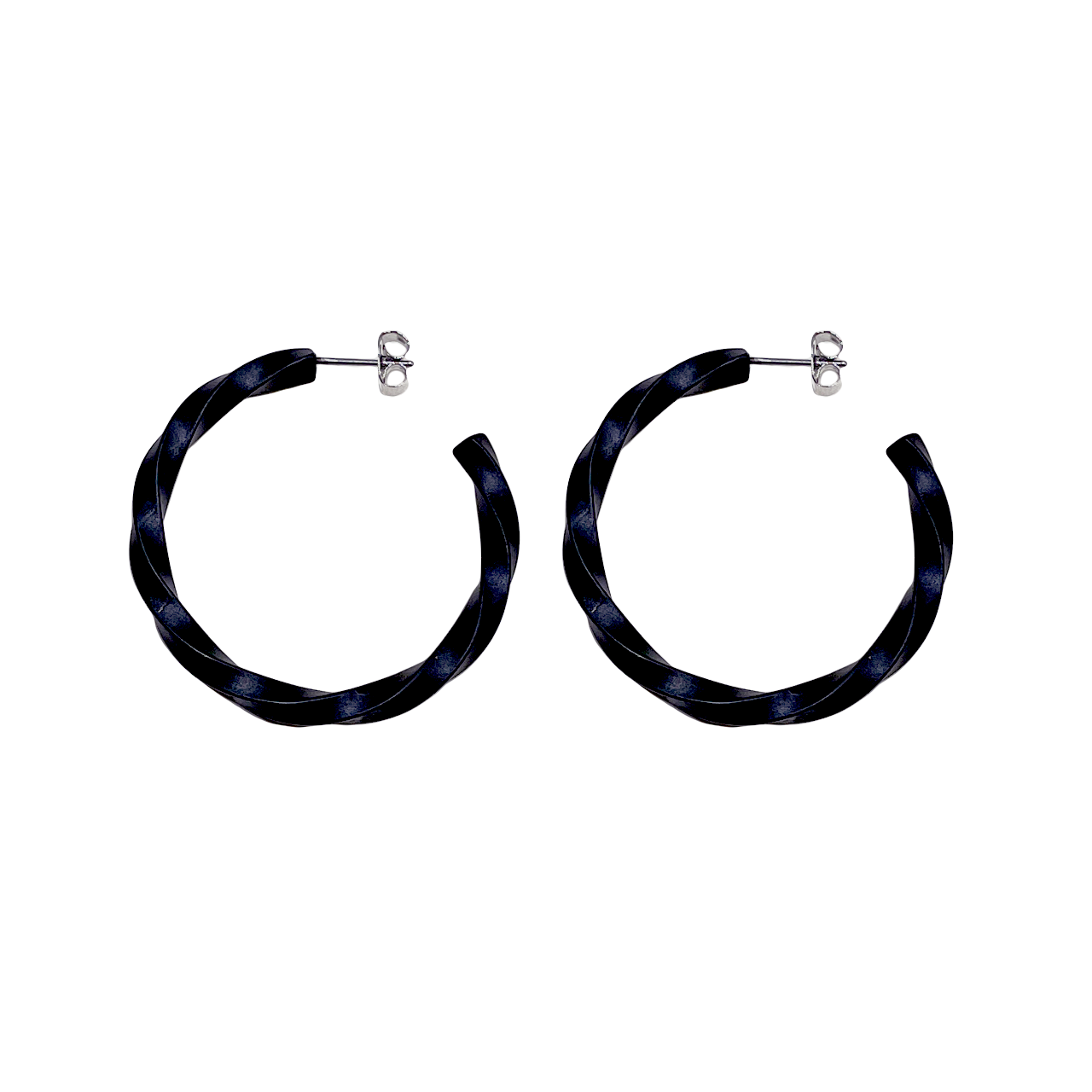 Matte Black Twisted Ring Earrings