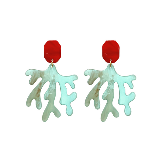 Natural Patterned Coral-Shaped Dangle Earrings