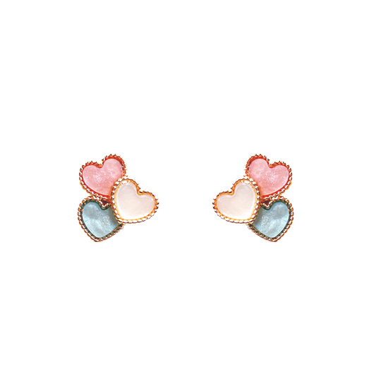 Pastel Heart Trio Stud Earrings