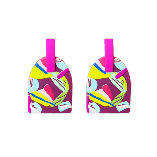 PinkFluoroArc Earrings