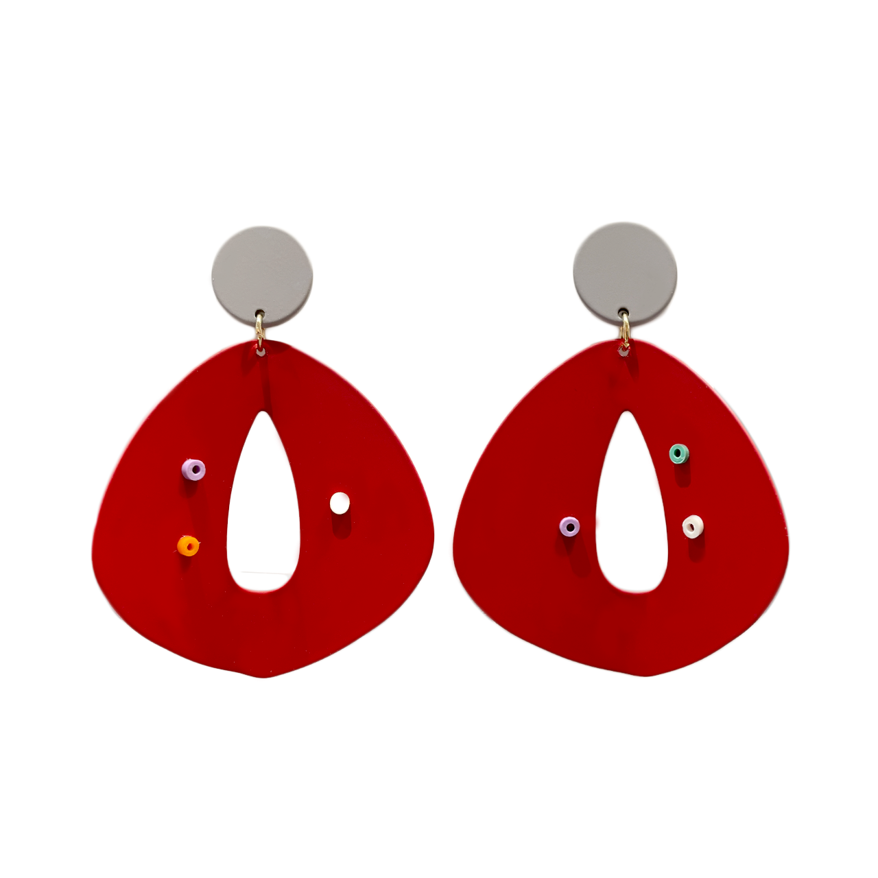 Red Leaf-shaped Earrings