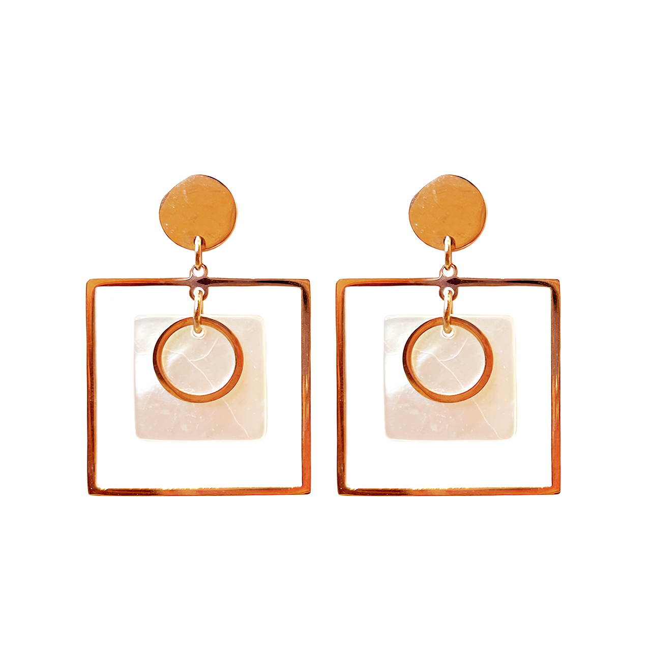 Square Mother-of-pearl Dangle Earrings