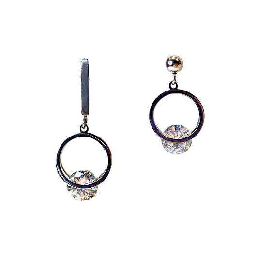 Stainless-steel Circle Unbalance Earrings