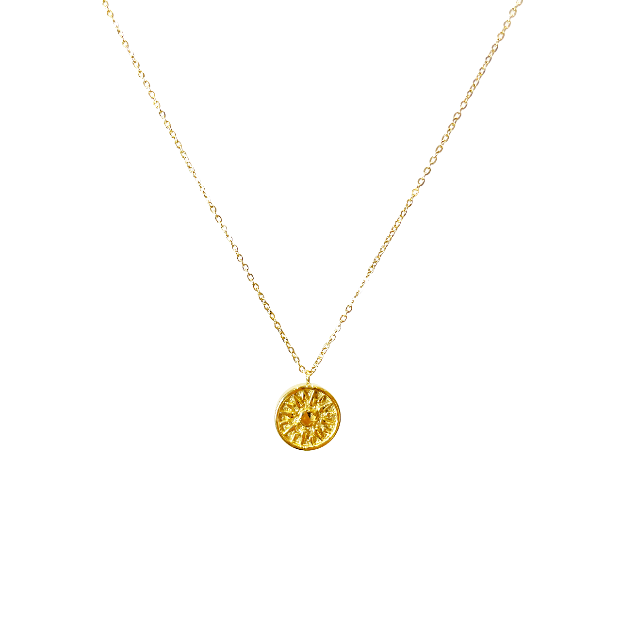 Sunburst Circular Pendant Necklace