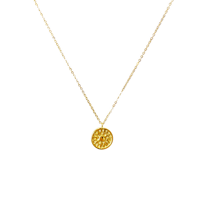 Sunburst Circular Pendant Necklace