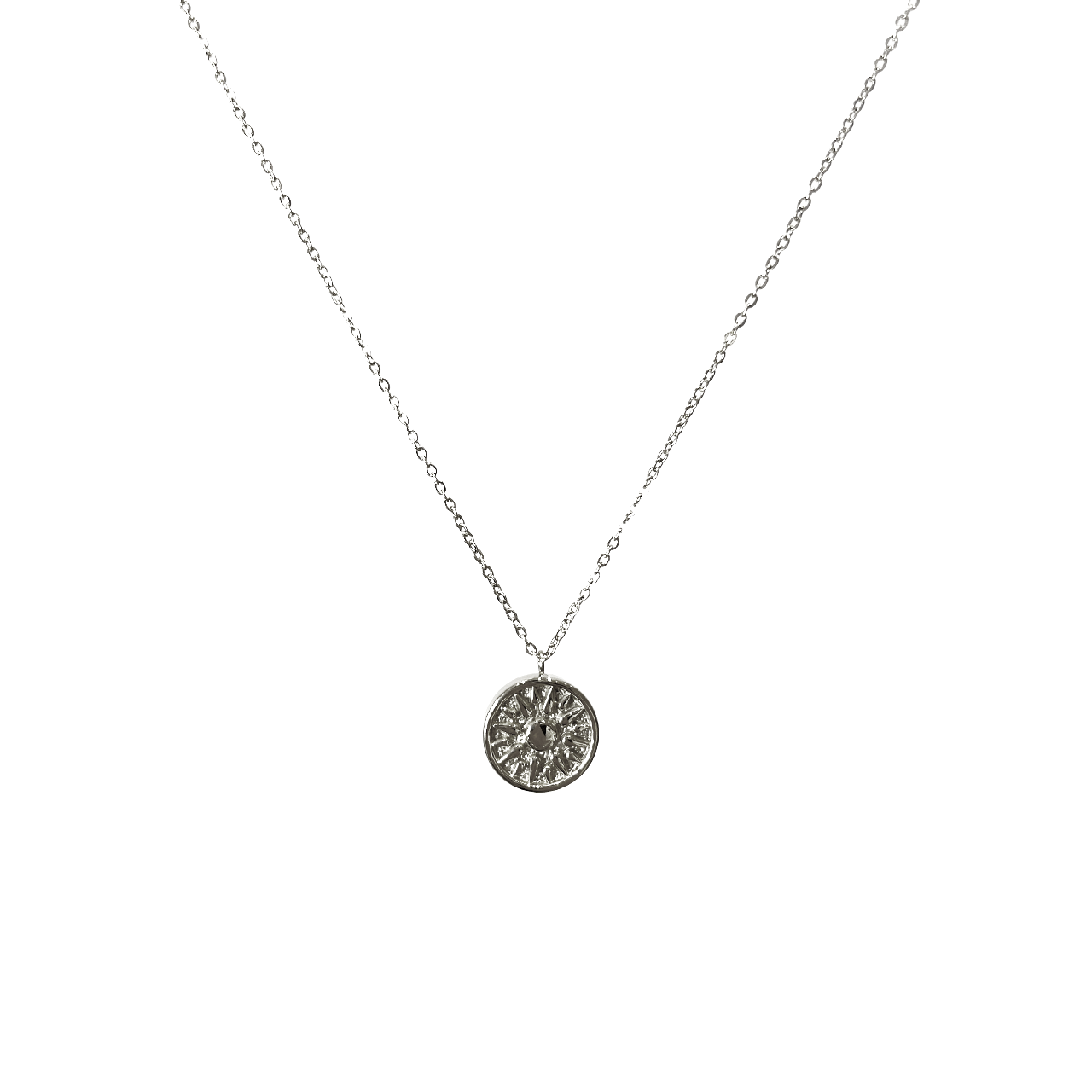 Sunburst Circular Pendant Necklace