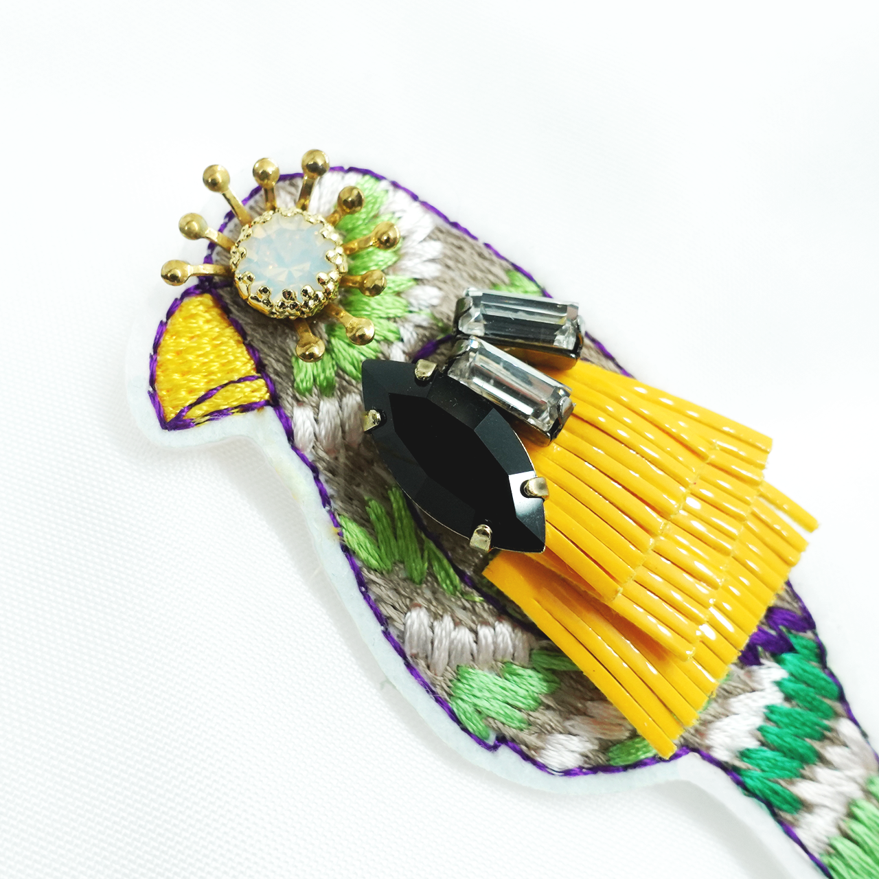 Tropical Stitch Parrot Brooch