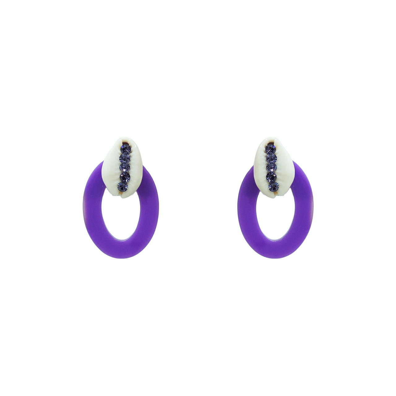 Violet Shell Charm Earrings