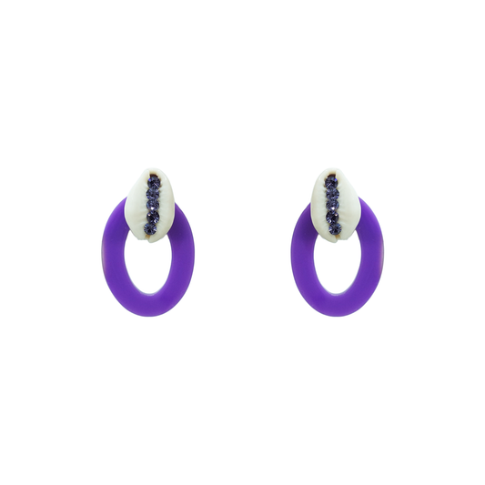 Violet Shell Charm Earrings