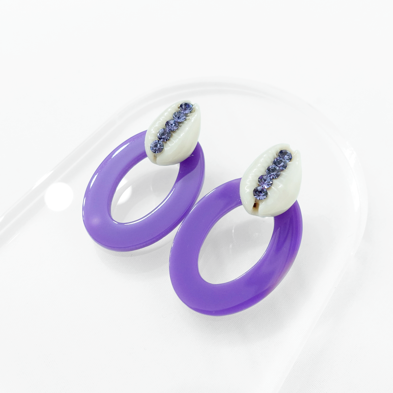 Violet Shell Charm Earrings