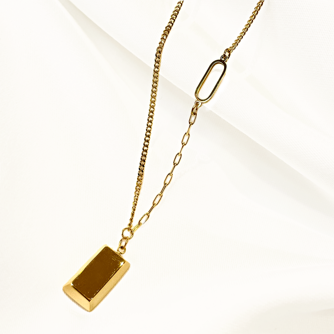 Golden Ingot Pendant Necklace